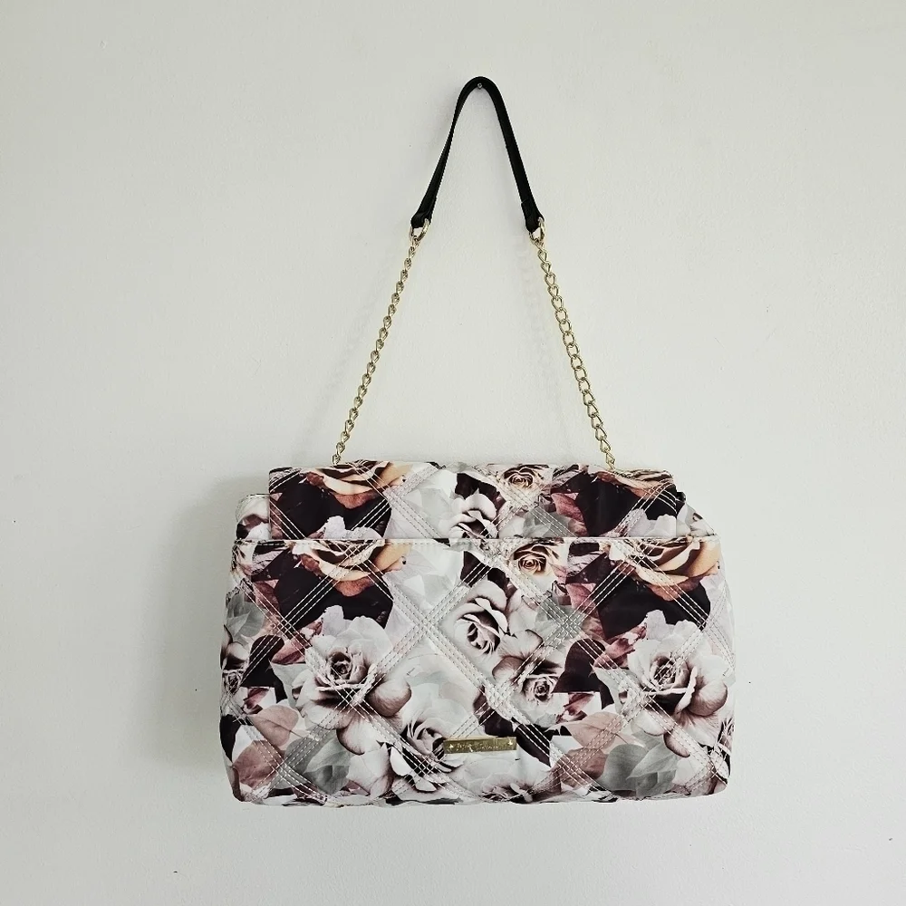 Betsey Johnson Quilted Floral Chain Strap Bag